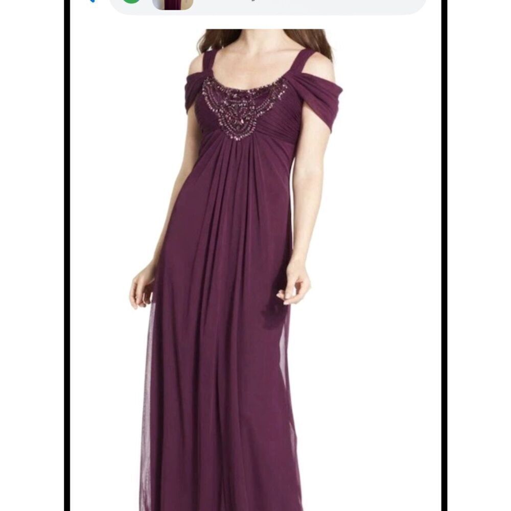 Alex Evenings Elegant Beaded Plum Evening Gown Size 6